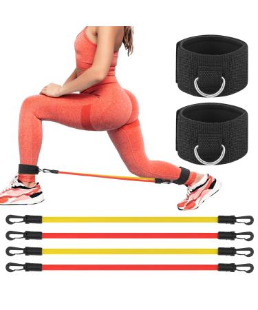 Magshion Ankle Resistance Bands with Cuffs Leg Bands Resistance for Women s Hip Fitness Training with 4 Adjustable Levels Ankle Bands for Working Out