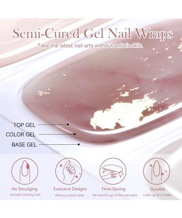 20Pcs Nail Wrap Semi Cured Gel Nails Strip Full Wraps Gel Nail Stickers Self-Adhesive Gel Nail Wrap Stickers Decals - UV/LED Lamp Required Blush Gradient - Buy Online on SooperMarket.com