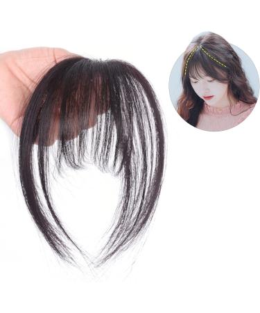 Bangs Hair Clip Lifelike Hair Extensions Wispy Bangs Clip Dark Brown Fake Air Bangs Fringe Refine Facial Contour 3D Real Human Hair Bangs for Daily Wear - Buy Online on SooperMarket.com