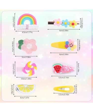 Colorful 56-Piece Hair Clips Set for Girls - Rainbow Sweets & Flower Designs | Perfect Hair Jewelry for Toddlers & Teens - Buy Online on SooperMarket.com