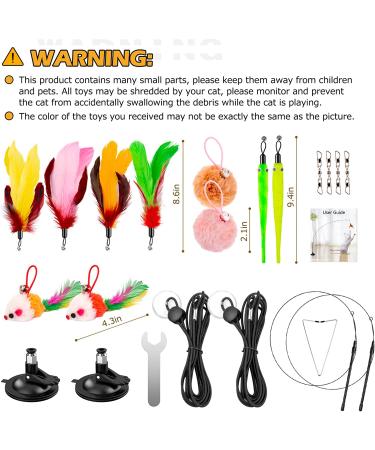 HOSFROLL Cat Toy Wand with Super Suction Cup & 12 Feather Replacements - Interactive Spring Feather Toys for Indoor Cats and Kittens - Buy Online on SooperMarket.com