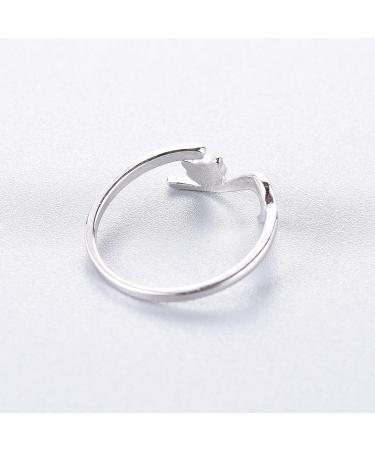 2 Pcs Dainty Puppy Dog Paw and Cat Tail Open Rings Set - Adjustable Animal Claw Love Heart Jewelry in Gold, Silver, and Rosegold Plating - Buy Online on SooperMarket.com