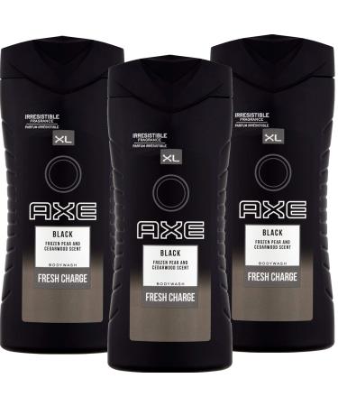 Axe Body Wash For Men, Black, Frozen Pear and Cedarwood Scent, Fresh Charge Shower Gel for Body, 3 Pk x 13.52 Fl.Oz each