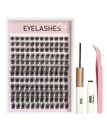 3D Fake Lashes Set - Individual False Eyelashes with Eyelash Glue and Tweezers for Beginners Reusable