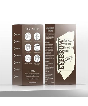 Eyebrow Stamp Stencil Kit - Beginner-Friendly 1 Step Brow Stencil & Stamp Set | Long-Lasting, Smudge-Proof & Waterproof | 24 Reusable Shapes | Dark Black - Buy Online on SooperMarket.com