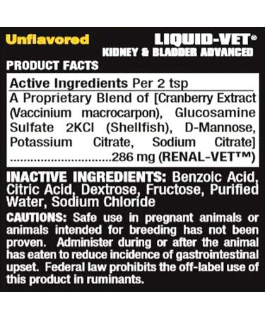 Liquid-Vet Advanced Kidney & Bladder Supplements for Cats with Cranberry + D-Mannose | Cat Kidney Support | Cat Urinary Tract Health Unflavored 8 - Buy Online on SooperMarket.com