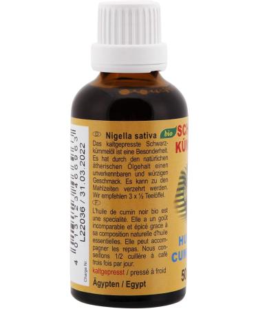 Organic Black Cumin Oil (Nigella Sativa) from Egypt - 50ml | Pure & Natural | International Shipping - Buy Online on SooperMarket.com