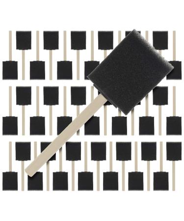 US Art Supply 2 inch Foam Sponge Wood Handle Paint Brush Set (Super Value Pack of 40) - Lightweight, Durable and Great for Acrylics, Stains, Varnishes, Crafts, Art