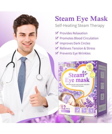 Steam Eye Mask 12 Packs Warming Eye Mask Self Heating Eye Mask Soothing Headache Relief Lavender Sleep Mask for Dry Eyes Fatigue Disposable Moist Hot Compress Eye Patch for Relaxation and Eye Strain - Buy Online on SooperMarket.com
