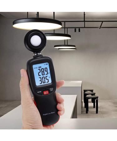 Digital Light Meter with Data Record, Backlight, Lux & Temperature Meter - 0-200,000 Lux/FC Measurement Range - MAX/MIN/Hold Function - Buy Online on SooperMarket.com