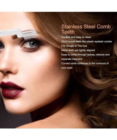 Buy Eyelash Comb Set - Stainless Steel Mascara Applicator Brushes | 2pcs Foldable & Portable for Easy Eye Makeup - Buy Online on SooperMarket.com