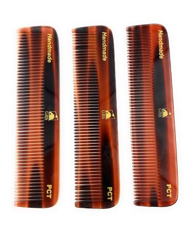 PCT Unbreakable Pocket Comb Beard Comb for Mustache and Beard grooming comb Daily Base Hand-Made Cellulose Acetate Use For Men, Women Pack of 3 (5"" long) by G.B.S