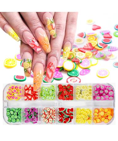 3D Fruit Nail Art Slices, Summer Fruit Slime Nail Supplies Nail Art Decorations Fruit Flakes Nail Accessories Nail Art Slice Cute Designs Decor Women Girls Manicure Supplies DIY Crafts Nail Art Fimo