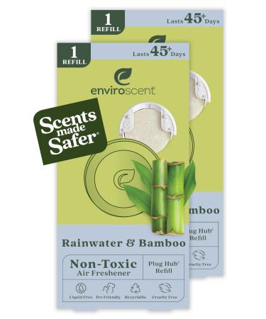 Enviroscent Non-Toxic Air Freshener Refills (Rainwater & Bamboo) Plug-in Air Freshener for Home | Essential Oil Plug In Refills | Home Fragrance Last Over 90 Days | 2 Liquid Less Scent Pod Refills