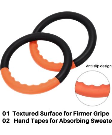 Teamaze Gymnastic Rings with Adjustable Straps - Non-Slip Pull Up Workout Rings for Home Gym Exercise - Orange - Buy Online on SooperMarket.com
