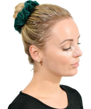 2 PCS Premium Large Dark Green Velvet Hair Scrunchies for Women, Girls, and Kids - Buy Online on SooperMarket.com