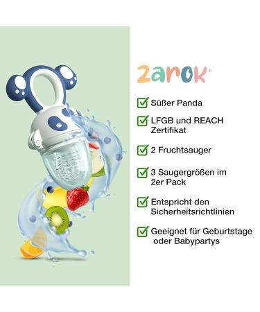 Zarok BPA-Free Fruit Sucker for Babies | Baby Dental Aid & Bite Ring | 2 Pieces Blue/Orange | Safe Baby Accessories for 3 Months+ - Buy Online on SooperMarket.com