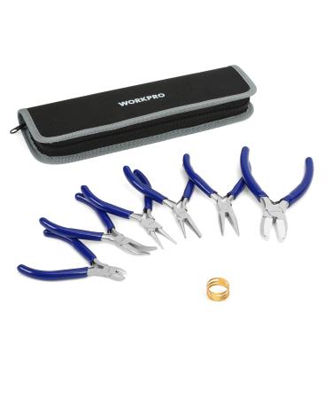 WORKPRO 7-Piece Jewelers Pliers Set  Jewelry Making Tools Kit with Easy Carrying Pouch (Blue)
