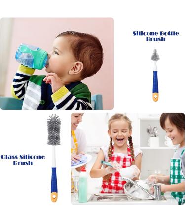 TAGVO 3 in 1 Soft Silicone Baby Bottle Cleaning Brushes Set - Teat, Straw, and Stand Cleaner for Bottles, Glasses, Thermoses, and Food Jars - Buy Online on SooperMarket.com