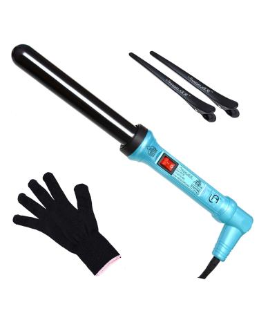 Le Angelique 1 Inch Ceramic Curling Wand for Beach Waves Short & Long Curls - 25mm Professional Clipless Curler Iron with Glove and 2 Clips | 450F Instant Heat | Dual Voltage - Tiffany Blue 1 Inch (25mm) Tiffany Blue