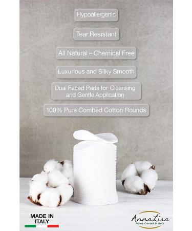 AnnaLisa 100% Pure Combed Cotton Rounds - 3 Packs of 80 | Hypoallergenic & Absorbent | 240-Piece Italian Facial Cleansing Pads - Buy Online on SooperMarket.com