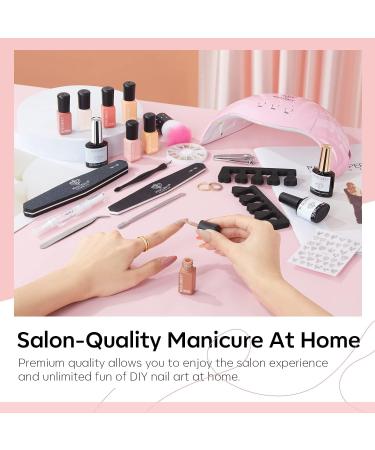 Modelones Gel Nail Polish Kit With 48w UV Led Nail Lamp Starter Kit 22 Pcs Nude Pink Soak Off Nail Gel Polish Set No Wipe Base & Top Coat Bond Primer Diy Home Nail Curing - Buy Online on SooperMarket.com