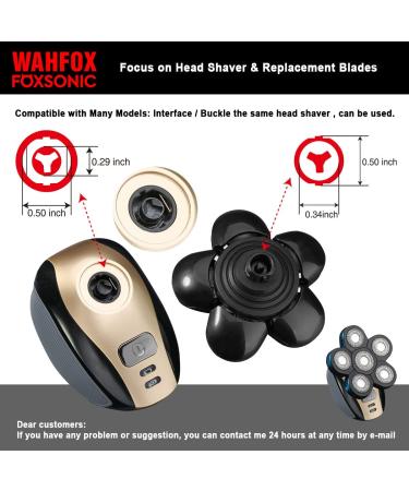 FOXSONIC 6 Blades Electric Shaver Replacement Heads - Bald Shaver with Blade Cover - Black - Buy Online on SooperMarket.com