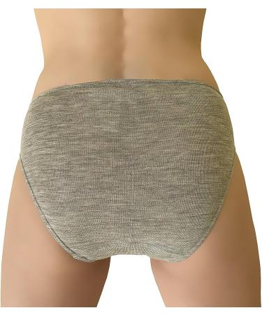 Womens Medium Grey Melange Thermal Panties Briefs - Moisture Wicking Merino Wool Silk - Buy Online on SooperMarket.com
