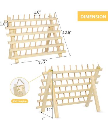 Haitral 60-Spool Wooden Thread Rack Organizer for Sewing, Quilting, Embroidery & Hair-braiding - Buy Online on SooperMarket.com