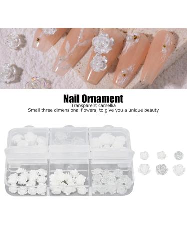 Nail Charms Nail Art Decorations 2 Boxes Nail Art Decorations Delicate Compact White Rose Camellia Nail Art Rhinestones for Girls - Buy Online on SooperMarket.com