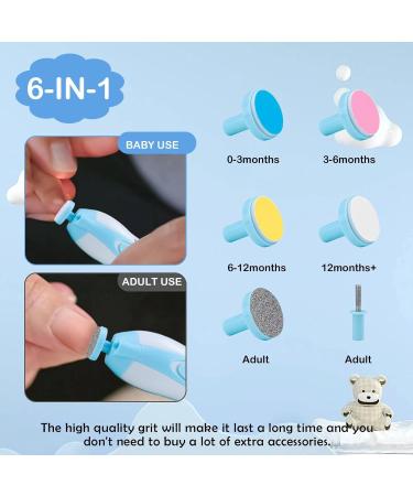 Woeau Baby Nail Clippers with LED Light and 6 Grinding Heads - Safe and Reusable Baby Nail File for Newborns, Toddlers, and Adults - Buy Online on SooperMarket.com