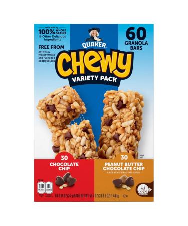 Quaker Chewy Granola Bars Variety Pack 60 Count 0.84 Oz Net Wt 50.7 oz bars 50.7 ounces (717581)