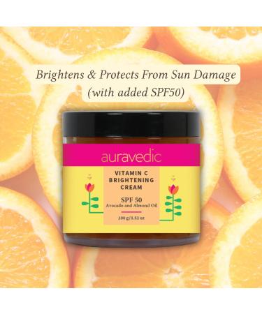 Vitamin C Face Cream with SPF 50 | Revive Dull Skin & Reduce Sun Damage | Organic Argan & Avocado Oil Moisturizer | Hydrating Sunscreen | 3.53 Oz (100g - Buy Online on SooperMarket.com