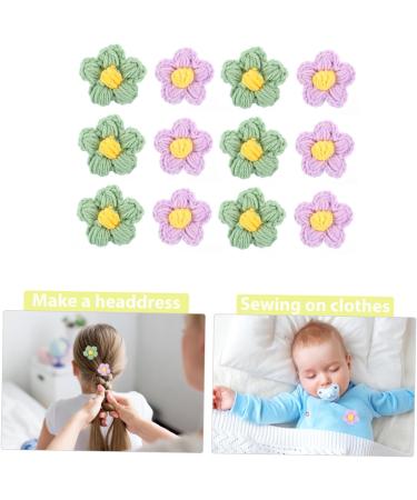 EXCEART 2pcs 1 12pcs Clothing Accessories Knitted Flower Charm Child Crochet Hair Accessories Yarn Purple Greenx2pcs 5X5X1CMx2pcs - Buy Online on SooperMarket.com