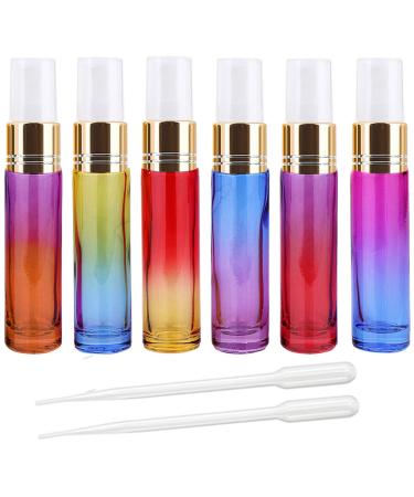 Allefum atomizer empty 10 ml glass with color gradient mini-perfume spray bottles for travel or night incl. 2 transfer pipettes from Allefum 6 pieces