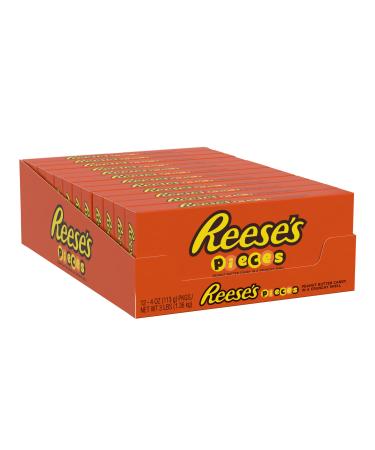 REESE'S PIECES Candy, Peanut Butter Candy in a Crunchy Shell, 4.0 Ounce Box (Pack of 12)