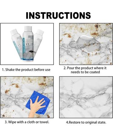 LONGLUAN Furniture Marble Scratch Repair Refurbishment Agent Stone Nano Crystal-Plating Agent Nanometer Crystal Plating Agent Marble Cleaner Stain Remover Marble Stone Cleaner Polishes (3pcs) - Buy Online on SooperMarket.com