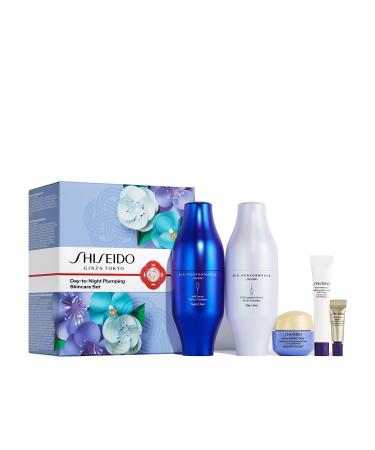 Shiseido Day-to-Night Plumping Skincare Set - Bio-Performance Skin Filler Serums (30mL x2) Vital Perfection Advanced Cream (15mL) Eye Cream (5mL) & Intensive WrinkleSpot Treatment (2mL) - $375 Value
