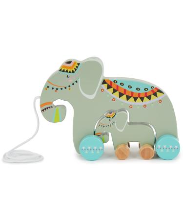 Bieco Nachzietier elepant wood set |Track toys from 1 year |Sweeted wooden pulling animal |Baby toys wood elephant with baby elephant for tracing |Pulled wood from 1 year |Wooden toy
