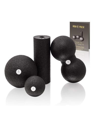 High Pulse fascia set including 2x mini fascia roll 1x fascia ball 1x duoball and exercise poster- combination for a targeted deep massage of the regeneration of the muscles |S