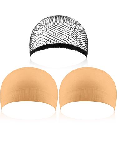 eBoot 3 Pack Wig Caps (Neutral Nude Beige and Black Mesh)