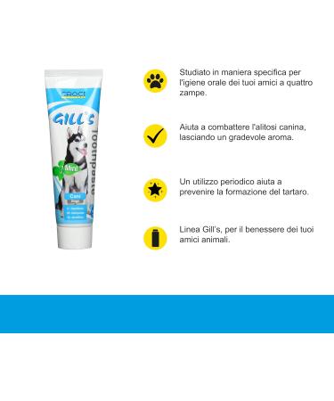Croci Gill's - Toothpaste for dogs with mint for cleaning and oral hygiene of dogs prevents bad breath 100g - Buy Online on SooperMarket.com