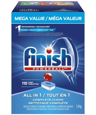 Finish Dishwasher Detergent All in 1 Powerball Fresh Mega Value Pack 110 Tablets Fast Action Clean