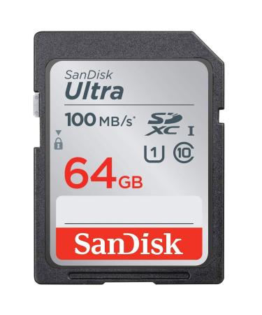 SanDisk 64GB Ultra SDXC UHS-I Memory Card - 100MB/s, C10, U1, Full HD, SD Card - SDSDUNR-064G-GN6IN 64GB Memory Card