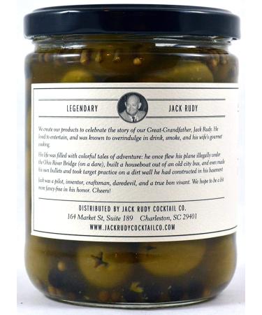 Jack Rudy Cocktail Co Vermouth Marinated Green Pitted Olives - Premium Cocktail Garnish - Buy Online on SooperMarket.com