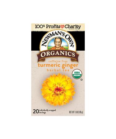 Newman's Own Organics Herbal Tea - Turmeric Ginger, Caffeine Free, 20 Bags (1.6 oz) - Buy Online on SooperMarket.com