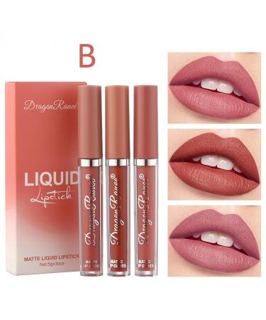 Professional Matte Lip Balm & Liquid Lipstick Set Multi-Colored Durable Gloss (3 Sticks 1 ml) #02 | International Shipping Available - Buy Online on SooperMarket.com