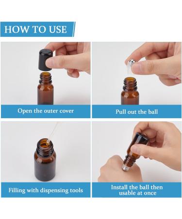 BENECREAT 24 Sets Essential Oil Roller Inserts Kit - Stainless Steel Balls & Black Caps for 5-15ml Bottles | Ideal for Essential Oils & Cosmetics - Buy Online on SooperMarket.com
