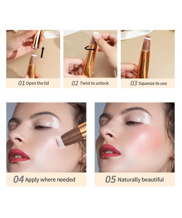 Ofanyia Liquid Highlighters & Blush Contour Set - 3-Piece Fair to Medium with High Opacity Creamy Formula & Pillow Applicator - Buy Online on SooperMarket.com