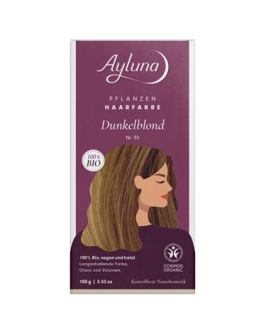 Ayluna plant hair color 35 dark blonde vegan hair color with henna Indian Krapp Fenugreek & Kamille for a long -lasting color gloss & volume ammonia -free 100% gray hair cover 100g dark blonde 35 100 g (1 Pack)